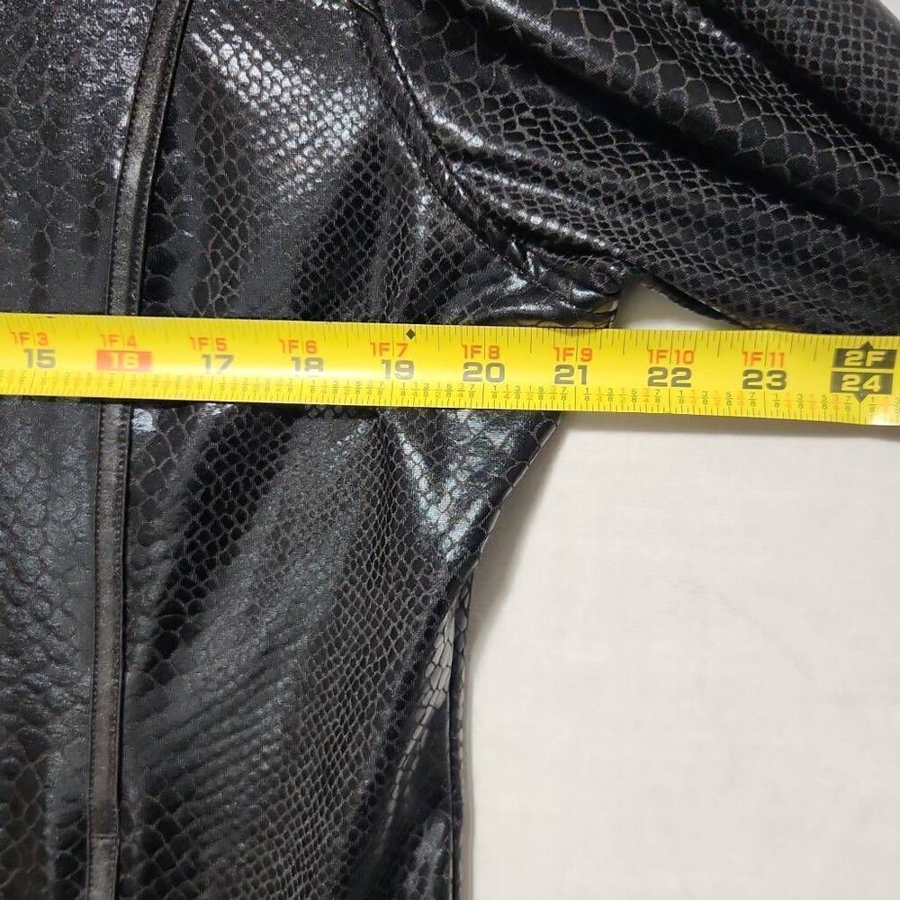Vintage Tail Tech Women's Size Large Black Faux Leather Crocodile Print Jacket - Picture 7 of 13